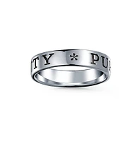 Bling Jewelry Commitment Words Mantra Purity Promise Eternity Band Ring Oxidized .925 Sterling Silver