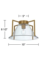 Possini Euro Ellsmere 15"W Warm Brass Ceiling Light with Hammer Glass - Possini Euro Design