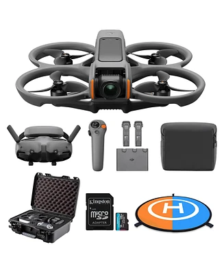 Dji Avata 2 Fly More Combo (Three Batteries) with Avata 2 Custom Molded Hardcase, Double-Sided Drone Landing Pad with Carrying Case, and 128GB MicroSD