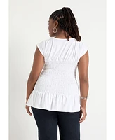 June + Vie Plus Smocked Peplum Top
