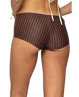 Edikted Women's Pinstripe Boyshort Bikini Bottom