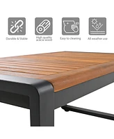 Outdoor 5-Piece Sofa Set with Cushions and Acacia Wood Tabletop