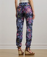 Lauren Ralph Women's Print Linen Cargo Ankle Pants