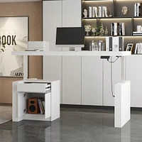 Electric Standing Desk, Adjustable Height Stand up Desk, 63x24 Inches Sit Stand Home Office Desk , White，Wooden