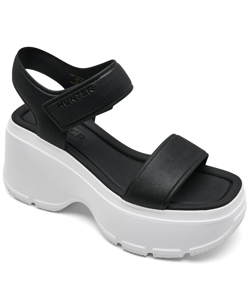 Hunter Women's Abel Square Toe Wedge Casual Sandals from Finish Line