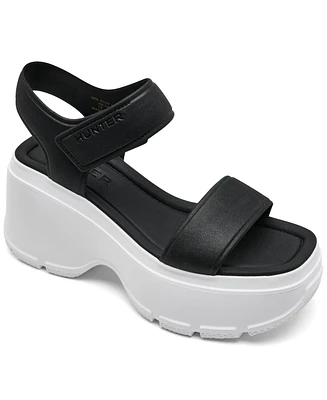 Hunter Women's Abel Square Toe Wedge Casual Sandals from Finish Line