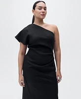 Mango Women's Asymmetrical Linen Dress