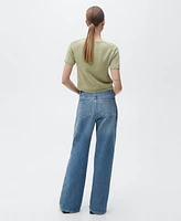 Mango Women's Short-Sleeved Knitted Cotton Sweater