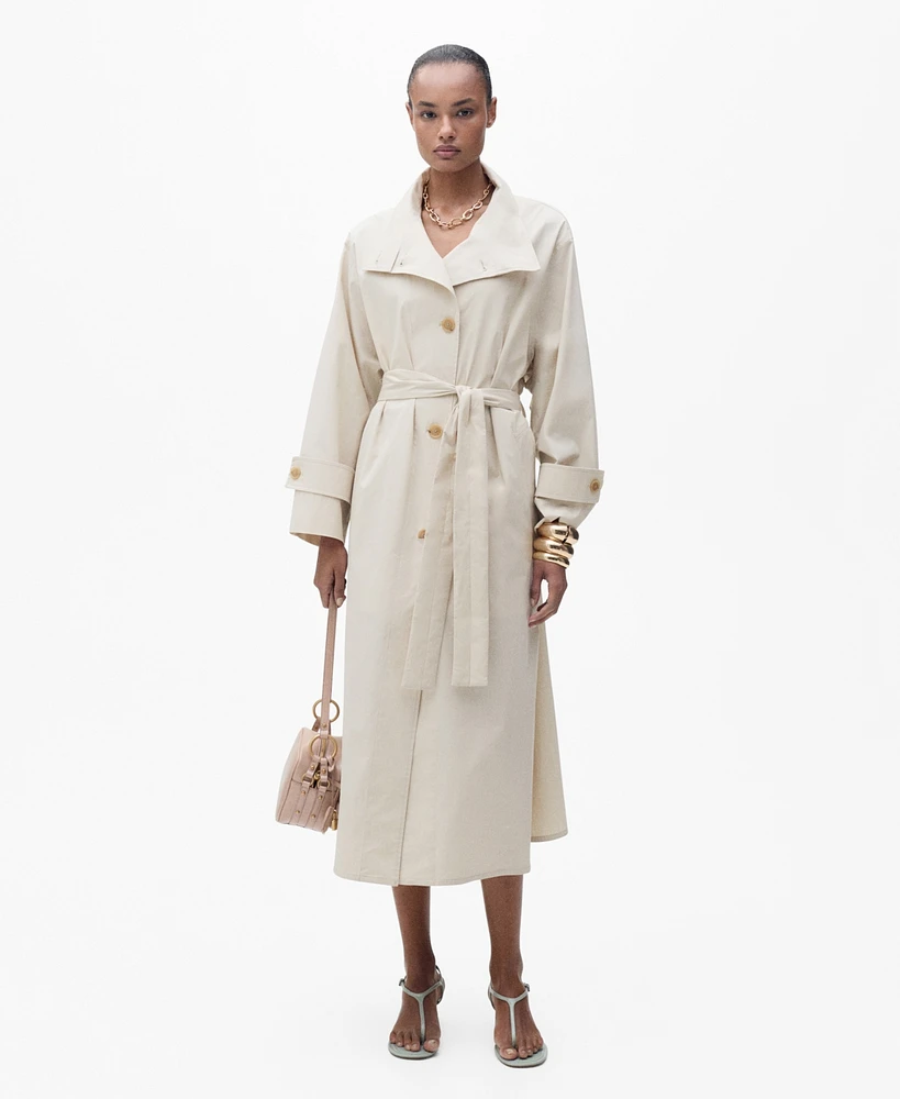 Mango Women's Oversized Cotton Trench Coat