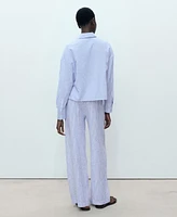 Mango Women's Striped Linen-Blend Trousers Pants