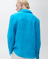 Mango Women's Regular Ramie Shirt