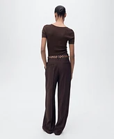 Mango Women's Linen-Blend Knitted Sweater