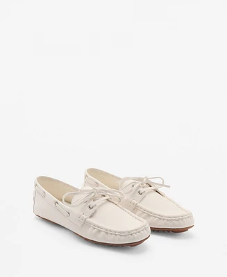 Mango Women's Laces Leather Boat Shoes