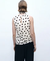 Mango Women's Polka-Dot Wrap-Neck Blouse