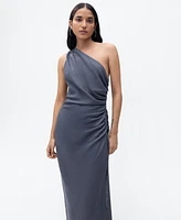 Mango Women's Gathered Details Asymmetrical Dress