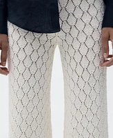 Mango Women's Straight Openwork Knit Pants