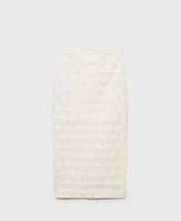 Mango Women's Openwork Textured Floral Skirt