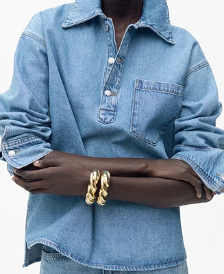 Mango Women's Pocket Denim Blouse