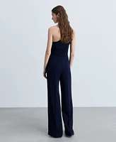 Mango Women's Metallic Detail Asymmetrical Jumpsuit