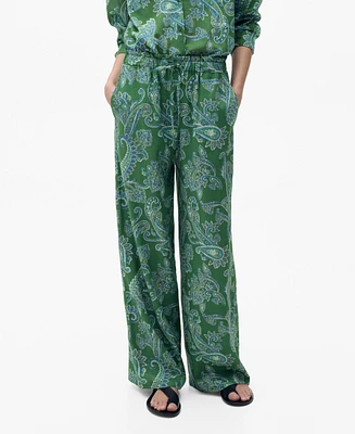 Mango Women's Paisley Linen Pants