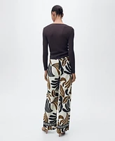 Mango Women's Abstract Print Wide Leg Pants