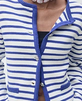 Mango Women's Stripped Knit Cardigan Sweater