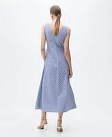 Mango Women's Striped Flared Midi Dress