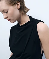 Mango Women's Side Slit Draped Dress