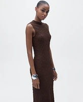 Mango Women's Perkins Collar Textured Dress
