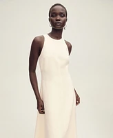 Mango Women's Frayed Hem Linen Dress