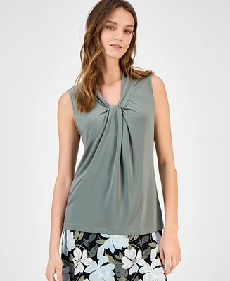 Kasper Women's Twisted V-Neck Sleeveless Top