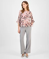Kasper Women's Printed Bell-Sleeve Blouse, Regular & Petite