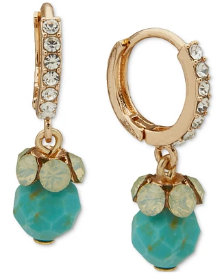 Anne Klein Gold-Tone Mixed Stone & Bead Charm Huggie Hoop Earrings