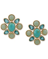 Anne Klein Gold-Tone Mixed Stone Cluster Stud Earrings
