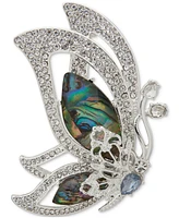 Anne Klein Silver-Tone Mixed Stone Butterfly Pin