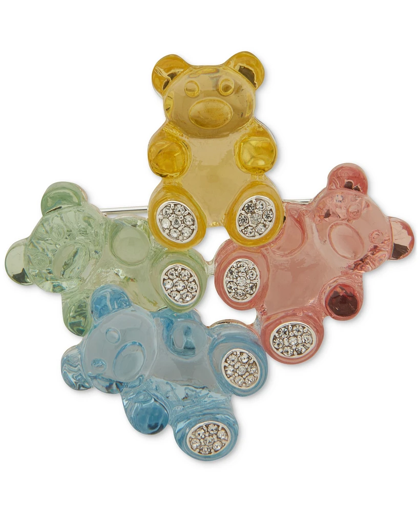 Anne Klein Silver-Tone Pave Multicolor Candy Cluster Pin