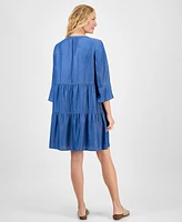 Style & Co Women's Chambray Tiered Dress, Exclusively at Macy's