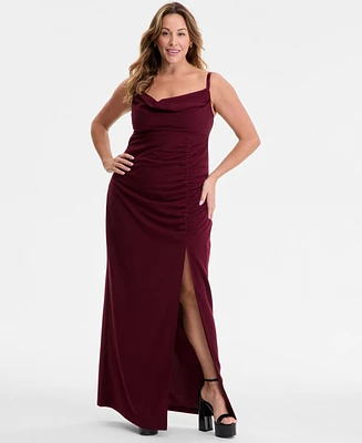 Emerald Sundae Trendy Plus Cowlneck Side-Ruched Maxi Dress, Created for Macy's