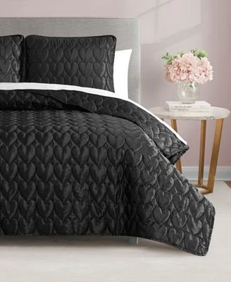 Juicy Couture Satin Heart Stitched Quilt Set