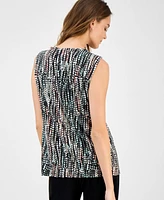 Kasper Women's Printed Keyhole Sleeveless Top, Regular & Petite