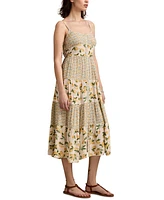 Lucky Brand Women's Mixed-Print Tiered Midi Dress
