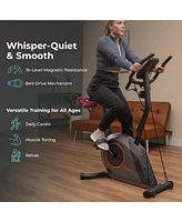 Sunny Health & Fitness Smart Exercise Bike w/ Resistance Band, 300LB Capacity Home Cardio Cycling Machine for Full-Body Workout, Free SunnyFit App via