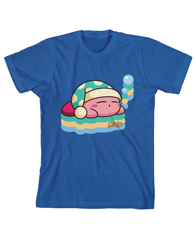 Kirby Boys Main Character Sleeping Royal Blue T-shirt-xl