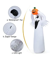 6 Feet Halloween Inflatable Blow Up Ghost with Pumpkin and Led Lights