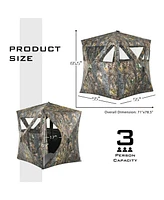 3 Person Portable Pop-Up Ground Hunting Blind with Tie-downs