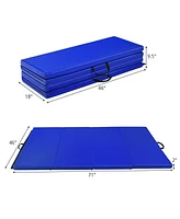 Gymnastics Pu Mat Thick Folding Panel Gym Fitness Exercise-Navy