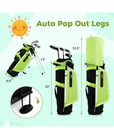 Junior Complete Golf Club Set Right Hand with Rain Hood for Kids-Green