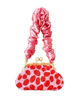 Arnoldi Daisy Hand-beaded Clutch Bag In Pink & Red