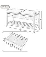 Entryway Storage Bench with Cushion Drawers and Shoe Rack for Organized Seating Footwear Small Spaces-The Pop Home