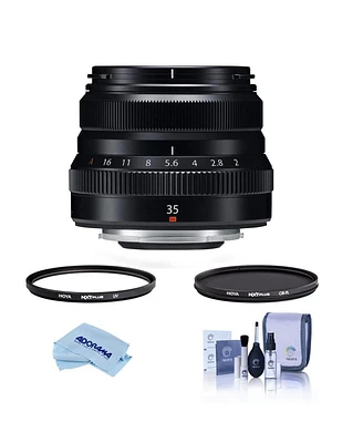 Fujifilm Xf 35mm f/2 R Wr Lens, Black, Bundle with Hoya Nxt Plus 43mm Cpl Filter, 43mm Uv Lens Filter, Cleaning Kit, Microfiber Cloth